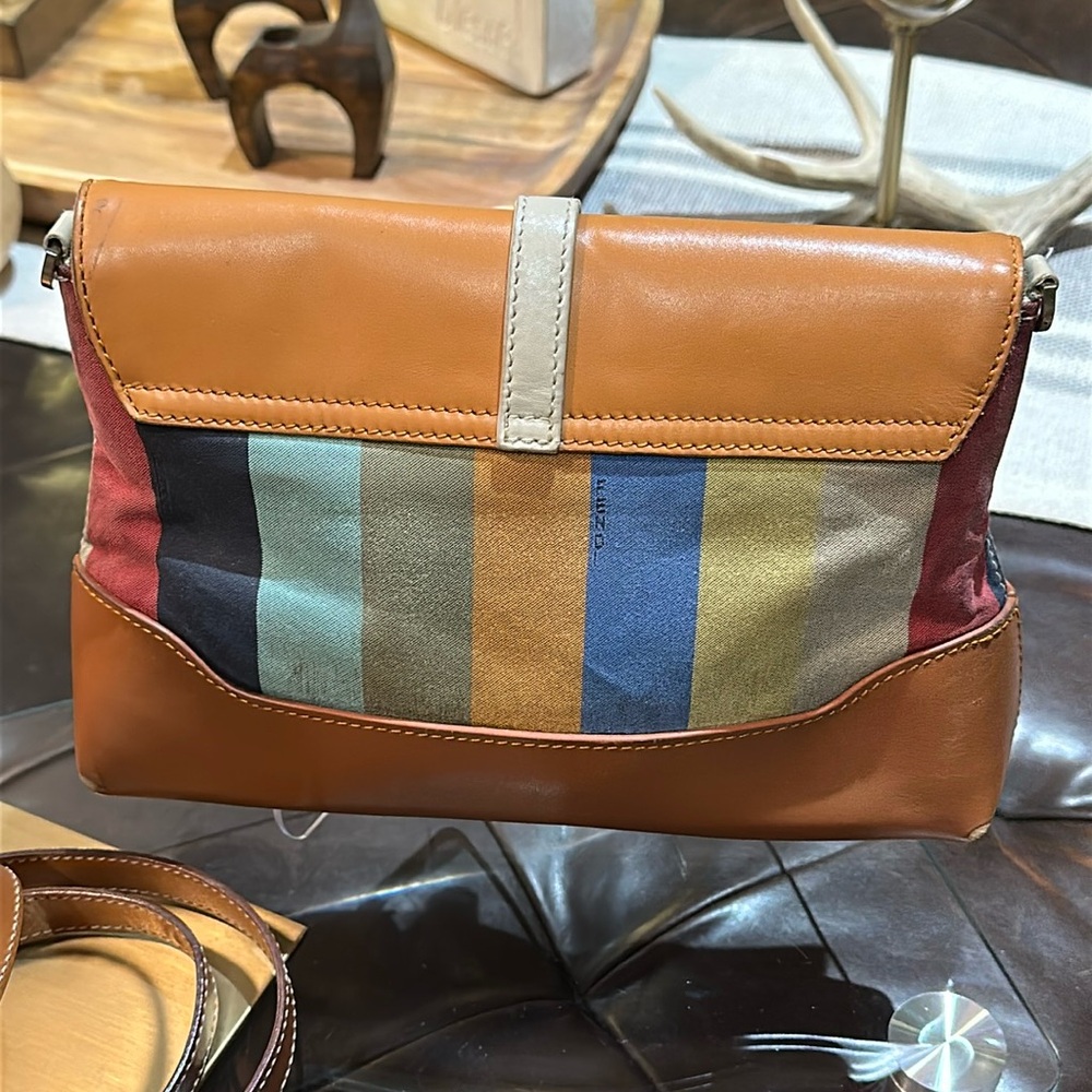 Fendi Multicolor Striped Canvas and Tan Leather Shoulder Bag - Picture 15 of 16